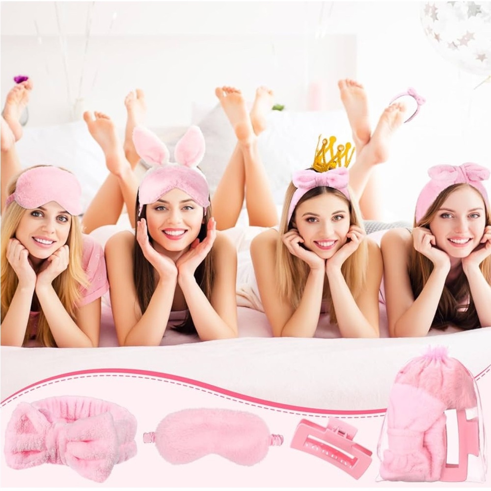 Spa Headband 1Pink Plush Sleep Eye Mask 1 Clip